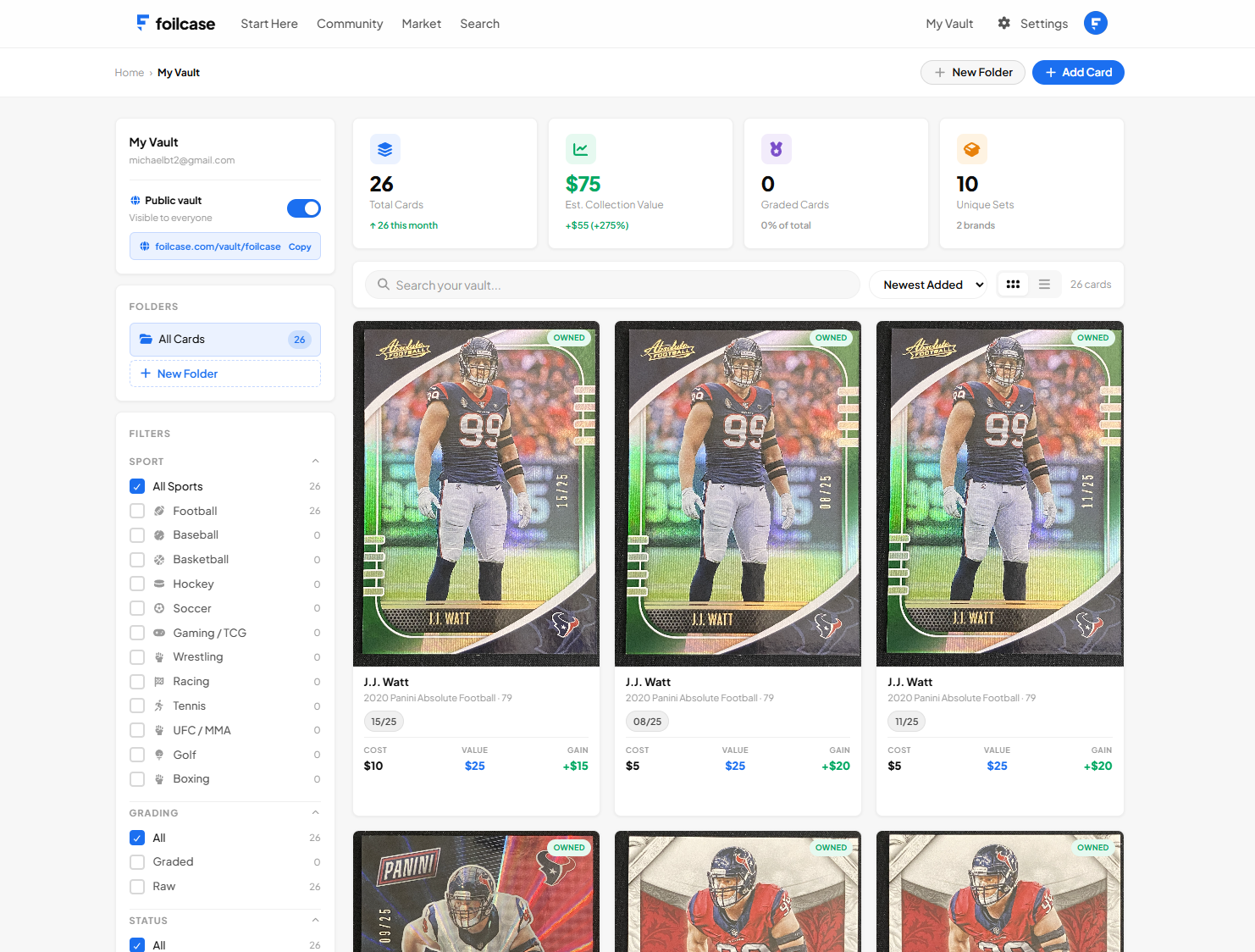 Foilcase vault page